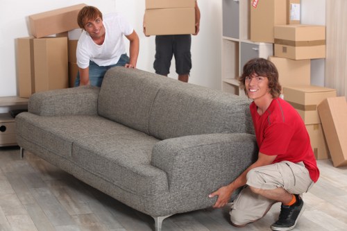 Packed boxes and furniture ready for local house removals