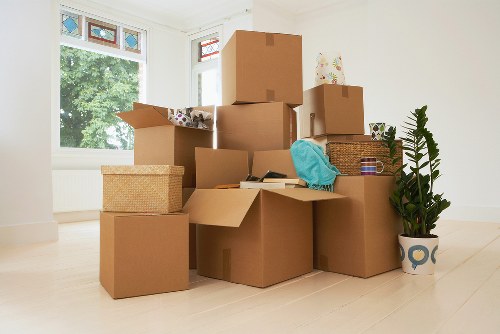 Boxes and packed household items prepared for Queens Park relocation